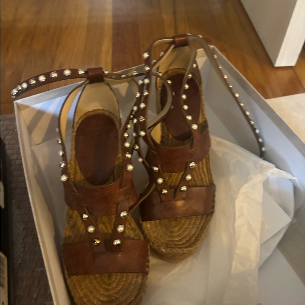 Jimmy Choo Brown Studded Espadrilles wedge